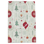 Modern Simple Ornaments and Snowflakes Christmas Medium Cadeauzakje (Voorkant)