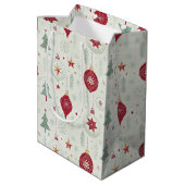 Modern Simple Ornaments and Snowflakes Christmas Medium Cadeauzakje (Achterkant Gekanteld)