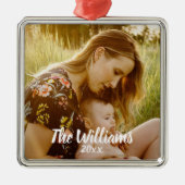 Modern Simple Overlay Gifts Personalized Photo Metalen Ornament (Voorkant)