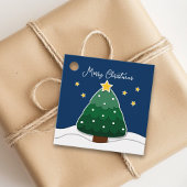 Modern Simple Papercut Stars Snowy kerstboom Bedankjes Labels