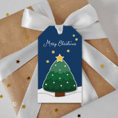 Modern Simple Papercut Stars Snowy kerstboom Cadeaulabel