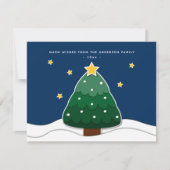 Modern Simple Papercut Stars Snowy kerstboom Feestdagenkaart (Voorkant)