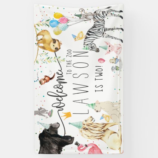 Modern Simple Party Animal Birthday Welkom Spandoek (Verticaal)