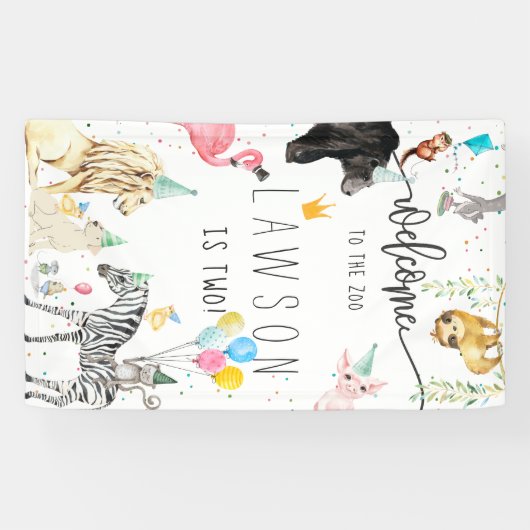 Modern Simple Party Animal Birthday Welkom Spandoek (Horizontaal)