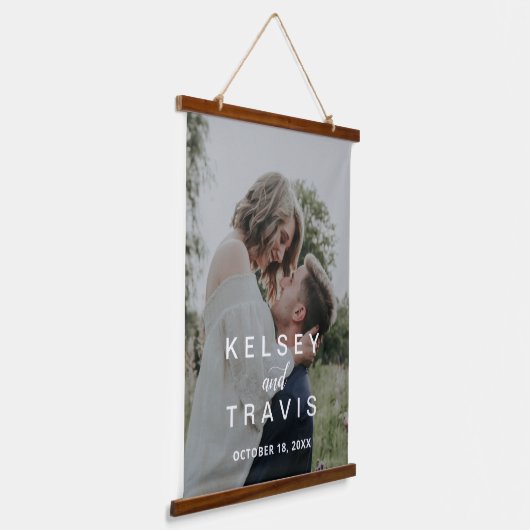 Modern Simple Pas getrouwd Wedding Hangend Wandkleed (Gebogen)
