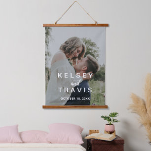 Modern Simple Pas getrouwd Wedding Hangend Wandkleed