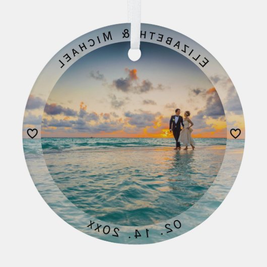 Modern Simple Passen getrouwd Photo Wedding Jubile Glas Ornament (Achterkant)