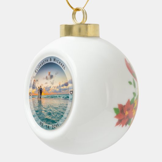 Modern Simple Passen getrouwd Photo Wedding Jubile Keramische Bal Ornament (Rechts)