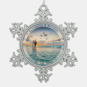 Modern Simple Passen getrouwd Photo Wedding Jubile Tin Sneeuwvlok Ornament (Voorkant)