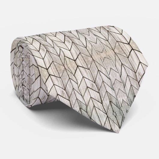 Modern Simple Pattern Wood Chevron Gray Stropdas (Opgerold)