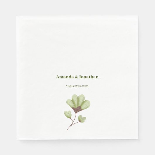 Modern Simple Personalized Boho Green Wedding Servet (Voorkant)
