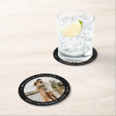 Modern Simple Personalized Photo Black Wedding Ronde Kartonnen Onderzetter (Insitu)