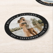 Modern Simple Personalized Photo Black Wedding Ronde Kartonnen Onderzetter (Gebogen)