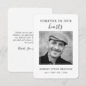 Modern Simple Photo Bereavement Sympathie Funeral Bedankkaart (Voorkant / Achterkant)