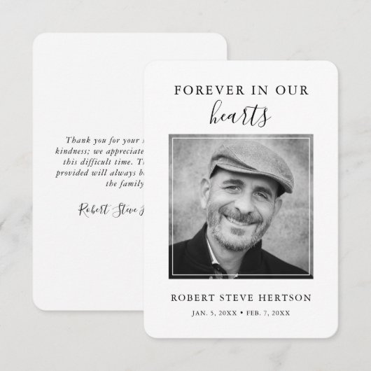 Modern Simple Photo Bereavement Sympathie Funeral Bedankkaart (Voorkant / Achterkant)