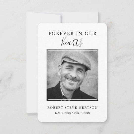 Modern Simple Photo Bereavement Sympathie Funeral Bedankkaart (Voorkant)