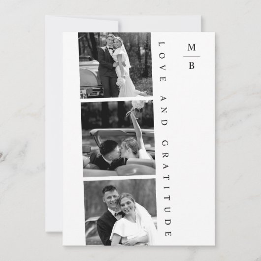 Modern Simple Photo Black and White Wedding Bedankkaart (Voorkant)