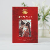 Modern Simple Photo Chinese Wedding Bedankkaart (Staand voorkant)
