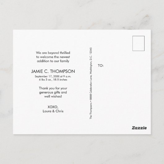 Modern Simple Photo Collage Baby shower bedankt Briefkaart (Achterkant)