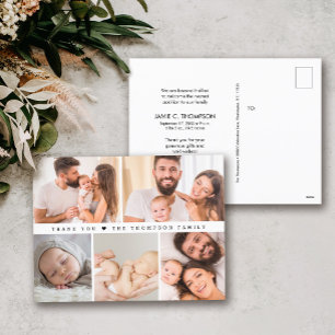 Modern Simple Photo Collage Baby shower bedankt Briefkaart