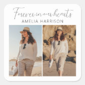 Modern & Simple Photo Collage Funeral  Vierkante Sticker (Voorkant)