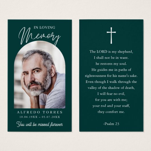 Modern Simple Photo Funeral Memorial Prayer Cards Visitekaartje (Voorkant /achterkant)