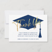 Modern Simple PHOTO Golden Navy Afstuderen Bedankkaart (Voorkant)