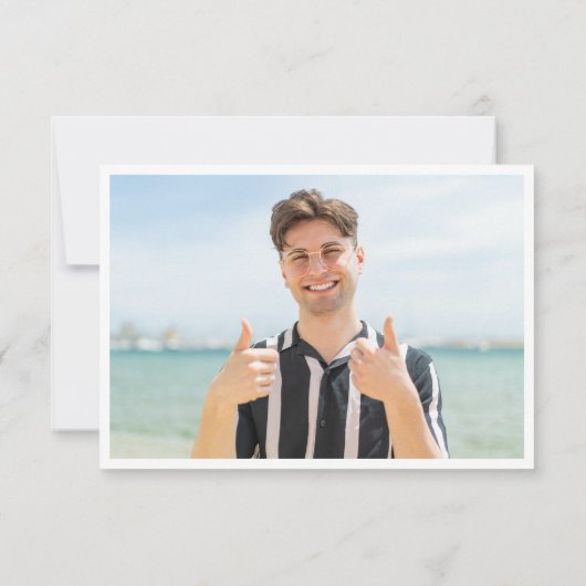 Modern Simple PHOTO Golden Navy Afstuderen Bedankkaart (Achterkant)