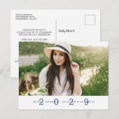 Modern Simple Photo Graduation Party Blue Briefkaa Briefkaart (Voorkant / Achterkant)