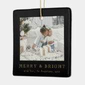 Modern Simple Photo Merry and Bright Christmas Keramisch Ornament (Links)