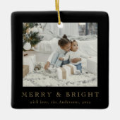 Modern Simple Photo Merry and Bright Christmas Keramisch Ornament (Voorkant)