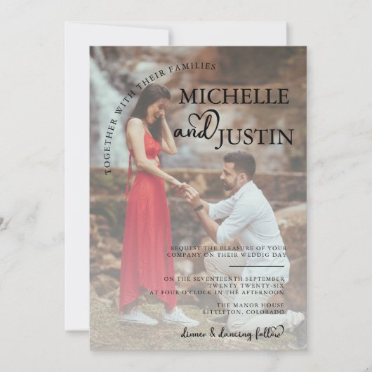 Modern Simple Photo Minimalist Wedding Kaart (Voorkant)