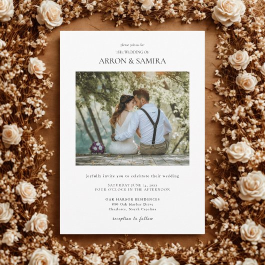 Modern Simple Photo Photo Wedding Invitation Kaart
