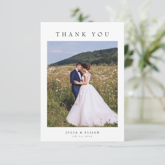 Modern Simple Photo Wedding Bedankkaart (Staand voorkant)