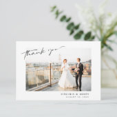 Modern Simple Photo Wedding Bedankkaart (Staand voorkant)