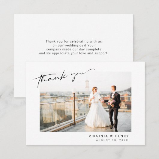 Modern Simple Photo Wedding Bedankkaart (Voorkant / Achterkant)
