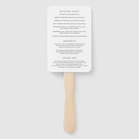 Modern Simple Photo Wedding Program Handwaaier (Achterkant)