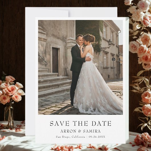 Modern Simple Photo Wedding QR Save The Date