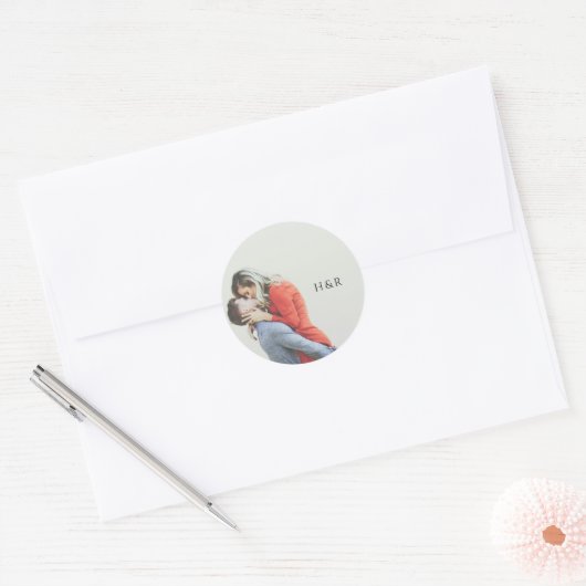 Modern Simple Photo Wedding Ronde Sticker (Envelop)