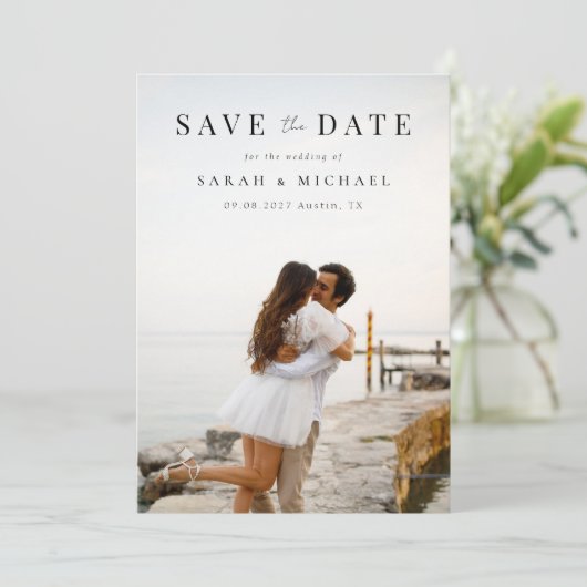 Modern Simple Photo Wedding Save The Date (Staand voorkant)
