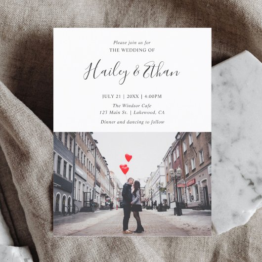 Modern Simple Photo Wedding Uitnodiging Briefkaart