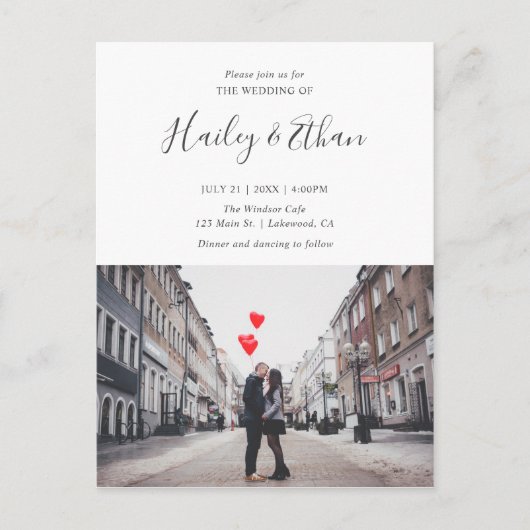 Modern Simple Photo Wedding Uitnodiging Briefkaart (Voorkant)