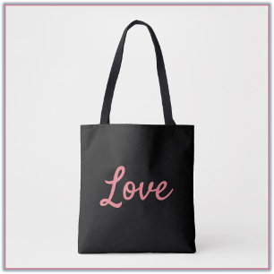 Modern Simple Pink and Black Love Tas