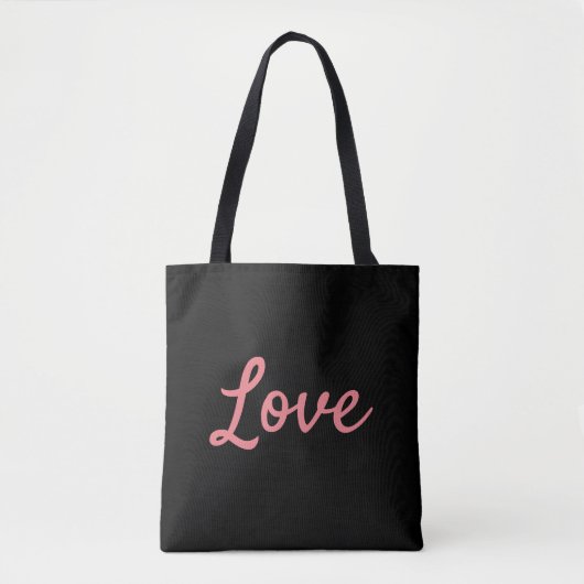 Modern Simple Pink and Black Love Tas (Voorkant)