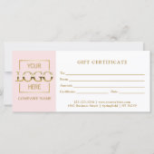Modern Simple Pink Business Logo Gift Certificate (Voorkant)