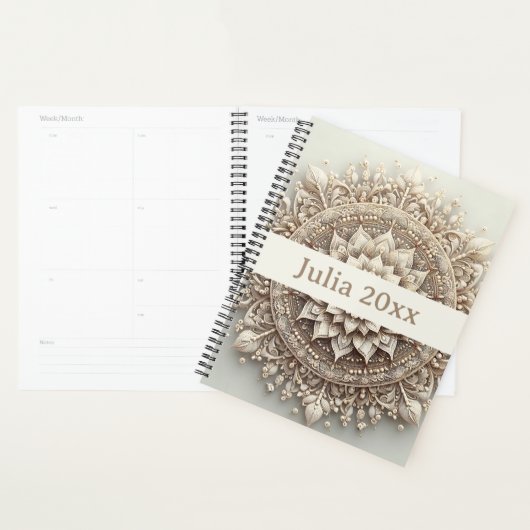 Modern Simple Pretty Cute Beige Mandala Planner (Display)
