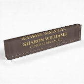Modern Simple Professional Brown Gold Office Title Naambordje