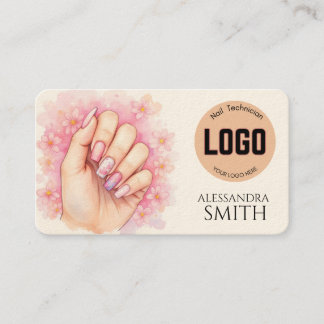 Modern Simple Professional Business Nail Tech Card Contactkaartje