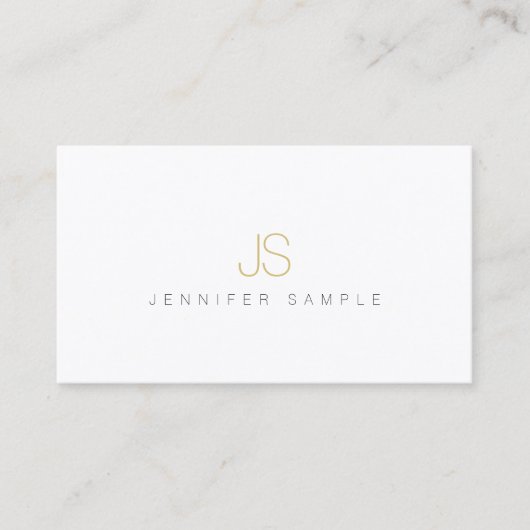 Modern Simple Professional Elegant Gold Monogram Visitekaartje (Voorkant)