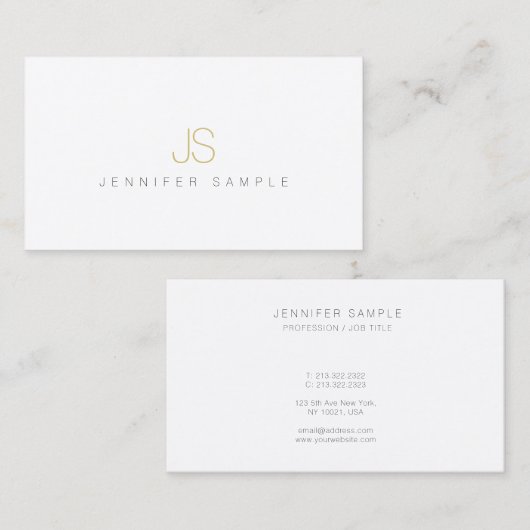 Modern Simple Professional Elegant Gold Monogram Visitekaartje (Voorkant / Achterkant)
